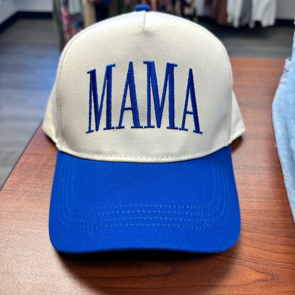 Blue and White 'MAMA' Cap